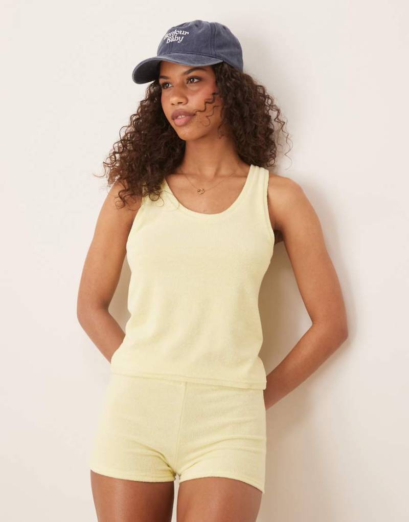 ASOS DESIGN - Camisole-Top aus Frottee in Zitronengelb, Kombiteil von ASOS DESIGN