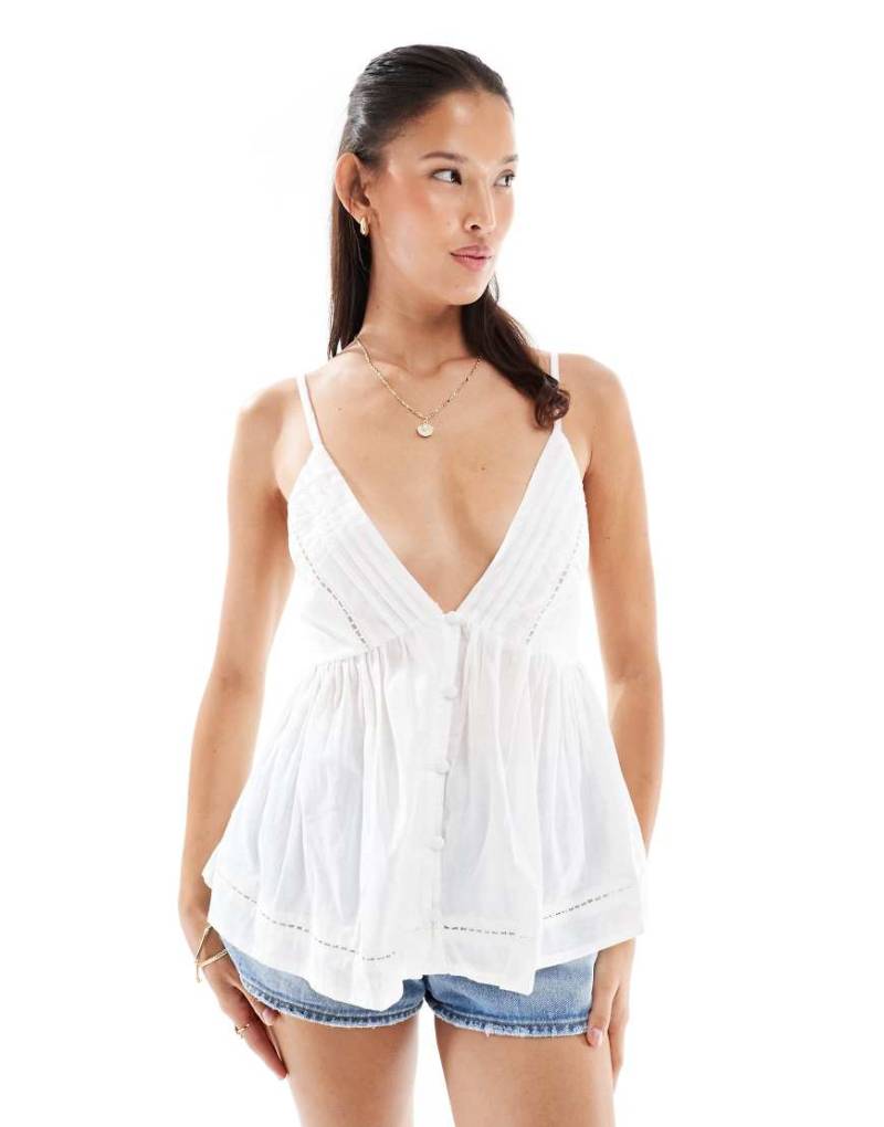 ASOS DESIGN - Camisole-Top in Weiß mit Knopfleiste von ASOS DESIGN