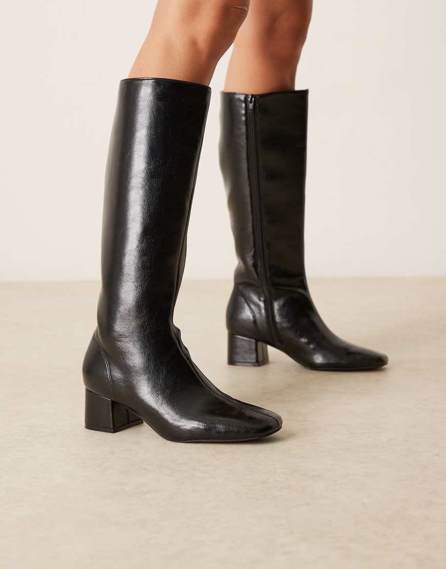 ASOS DESIGN - Canary - Kniehohe Stiefel in Schwarz mit Blockabsatz von ASOS DESIGN