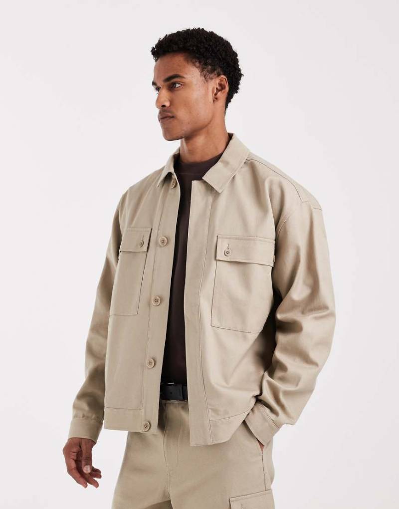 ASOS DESIGN - Canvas-Jacke in Beige, Kombiteil-Neutral von ASOS DESIGN