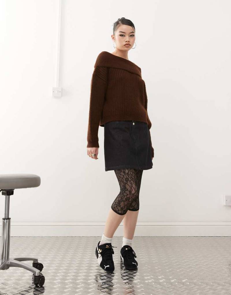 ASOS DESIGN - Capri-Leggings aus Spitze in Schwarz von ASOS DESIGN