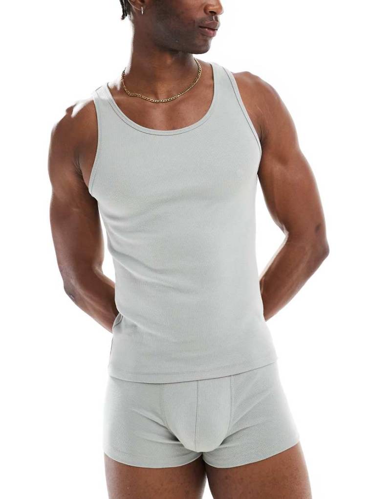 ASOS DESIGN - Capsule Collection - Geripptes Muskelshirt in Hellgrün von ASOS DESIGN