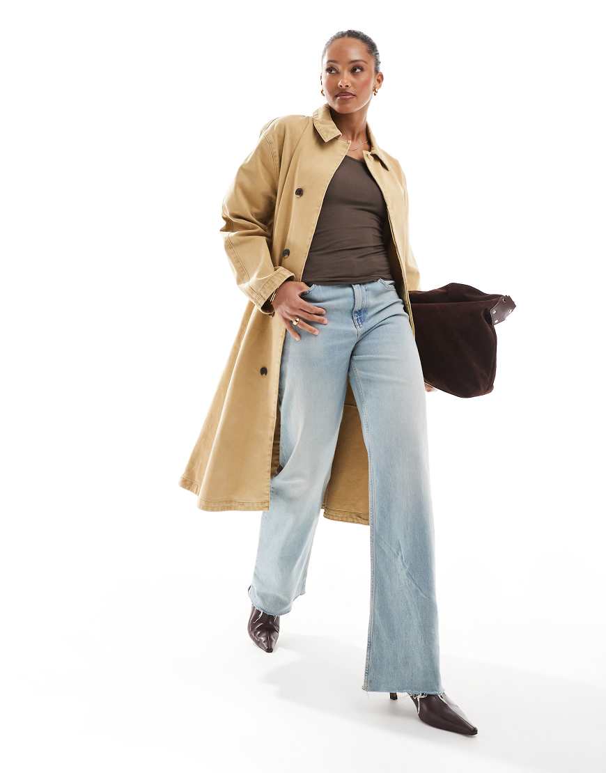 ASOS DESIGN - Car-Coat aus Jeansstoff in Hellbraun von ASOS DESIGN