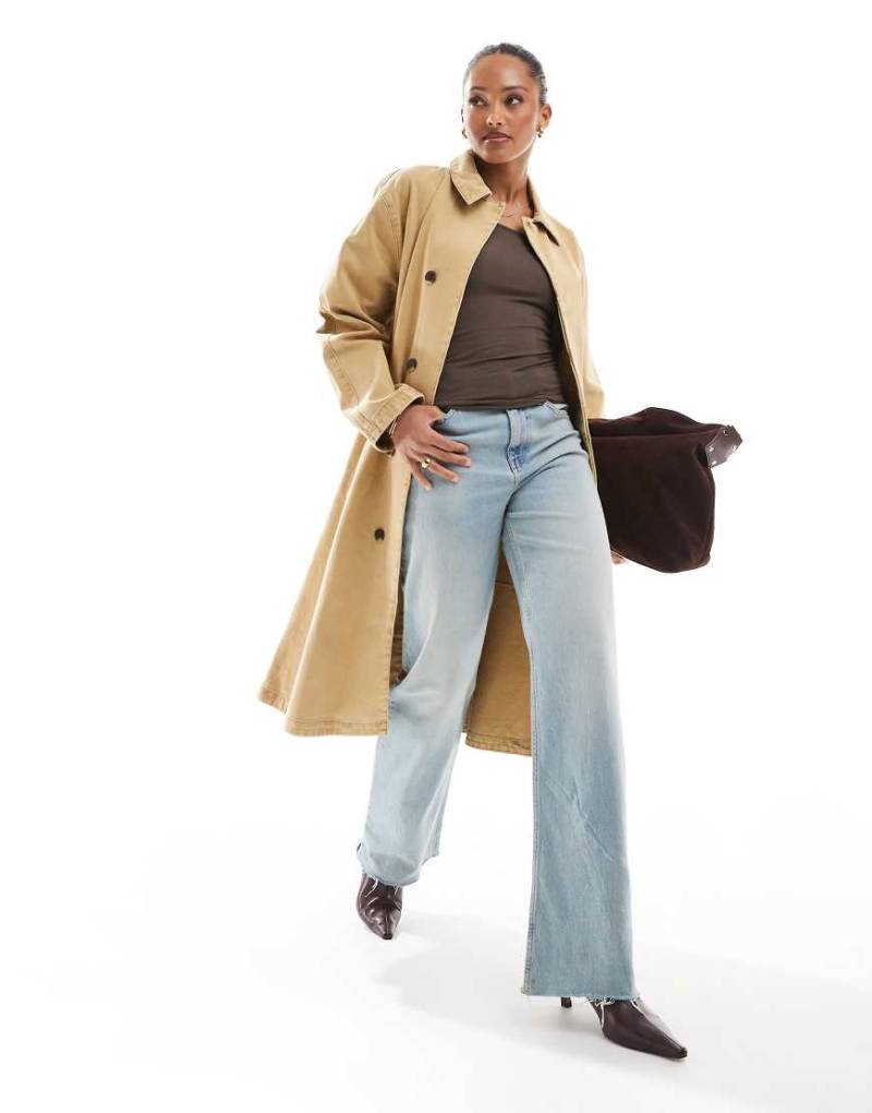 ASOS DESIGN - Car-Coat aus Jeansstoff in Hellbraun von ASOS DESIGN