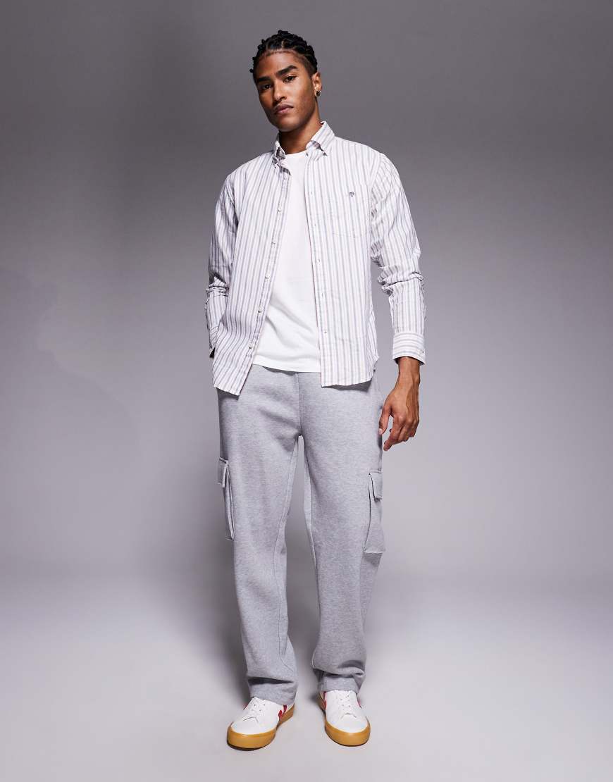 ASOS DESIGN - Cargo-Jogginghose in meliertem Grau mit weitem Bein von ASOS DESIGN