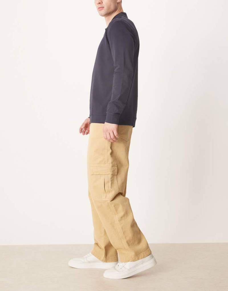 ASOS DESIGN - Cargohose in Beige mit lockerem, geradem Schnitt-Neutral von ASOS DESIGN
