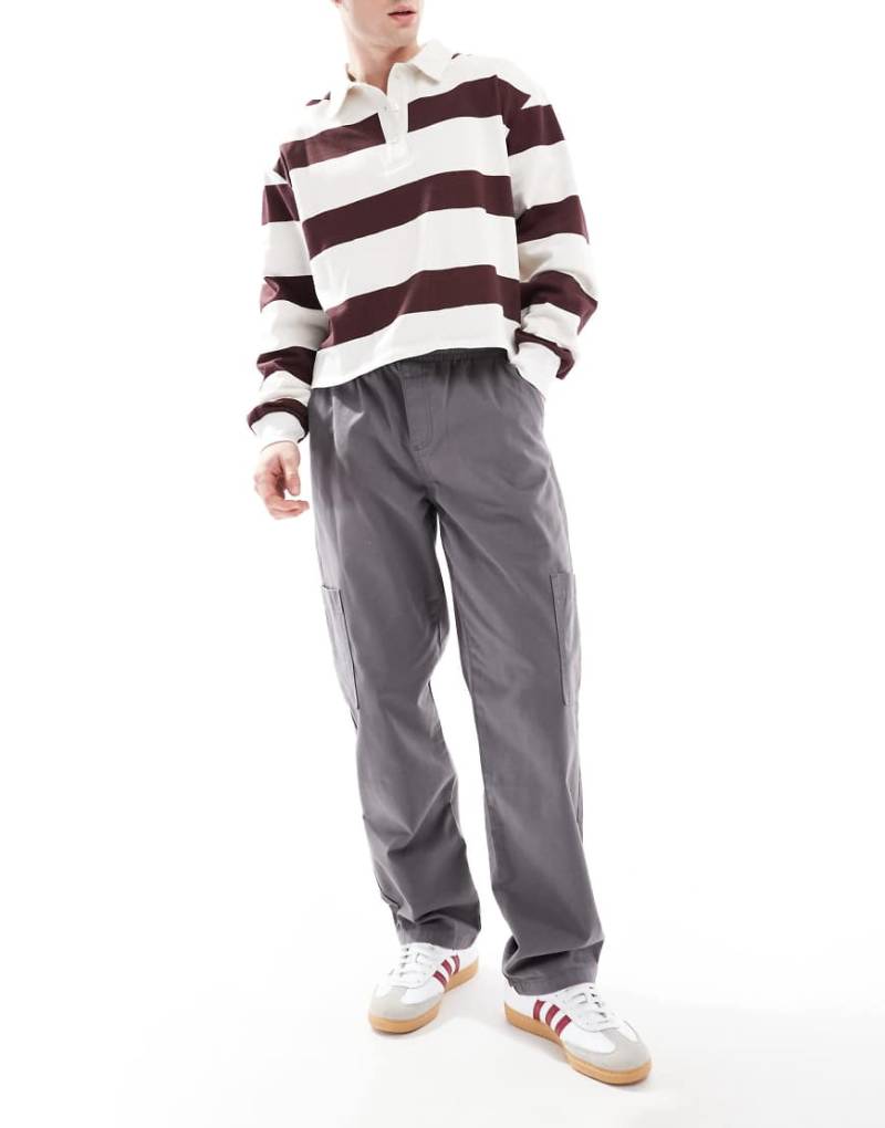 ASOS DESIGN - Cargohose in Grau mit geradem Schnitt-Schwarz von ASOS DESIGN