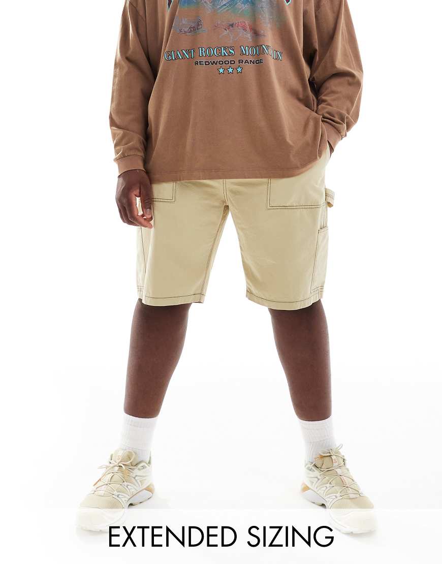 ASOS DESIGN - Cargoshorts in Beige mit farblich abgesetzter Ziernaht-Neutral ASOS DESIGN - Cargoshorts in Beige mit farblich abgesetzter Ziernaht-Neutral von ASOS DESIGN
