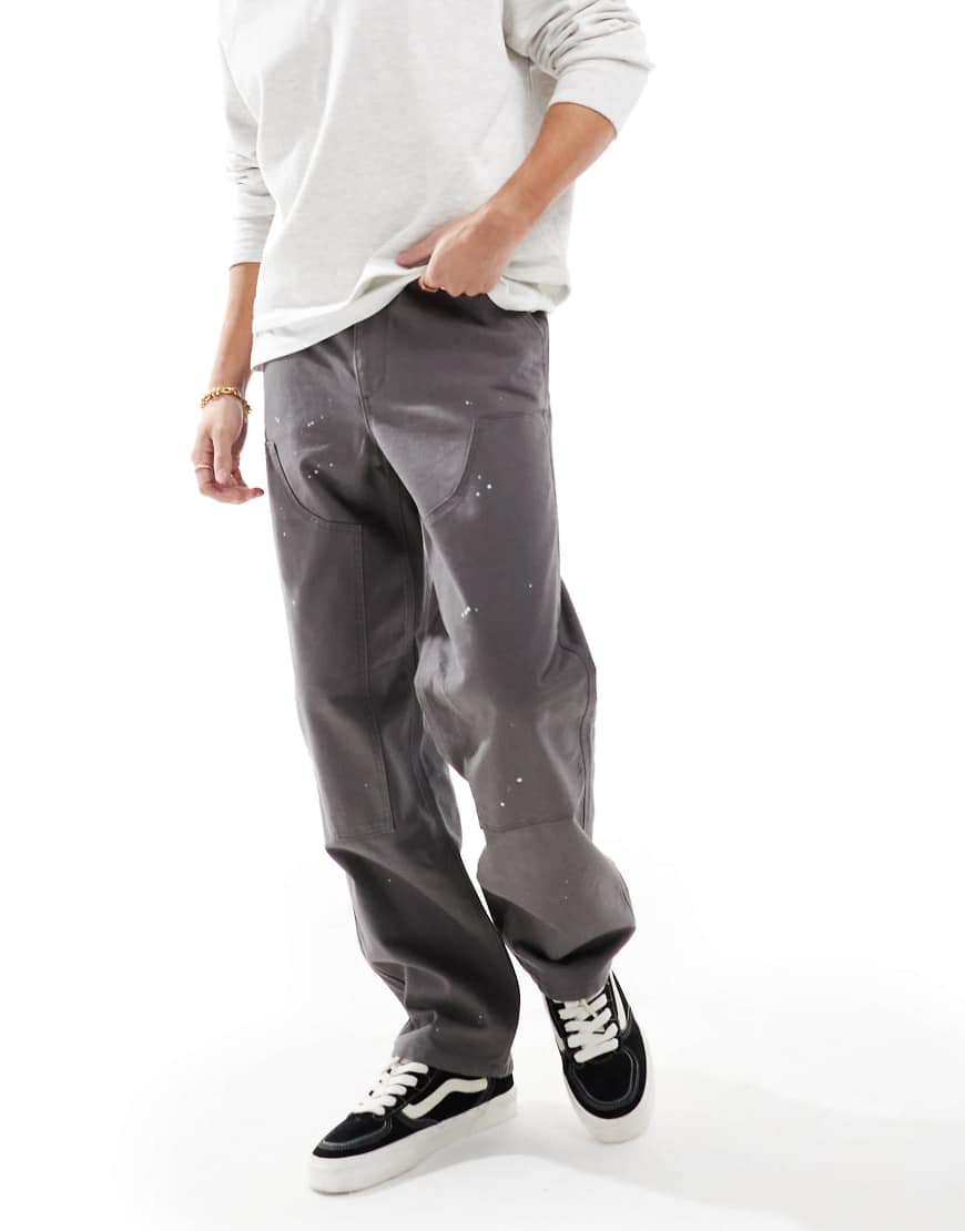 ASOS DESIGN - Carpenter-Hose in Anthrazit mit Farbspritzer-Details-Grau ASOS DESIGN - Carpenter-Hose in Anthrazit mit Farbspritzer-Details-Grau von ASOS DESIGN