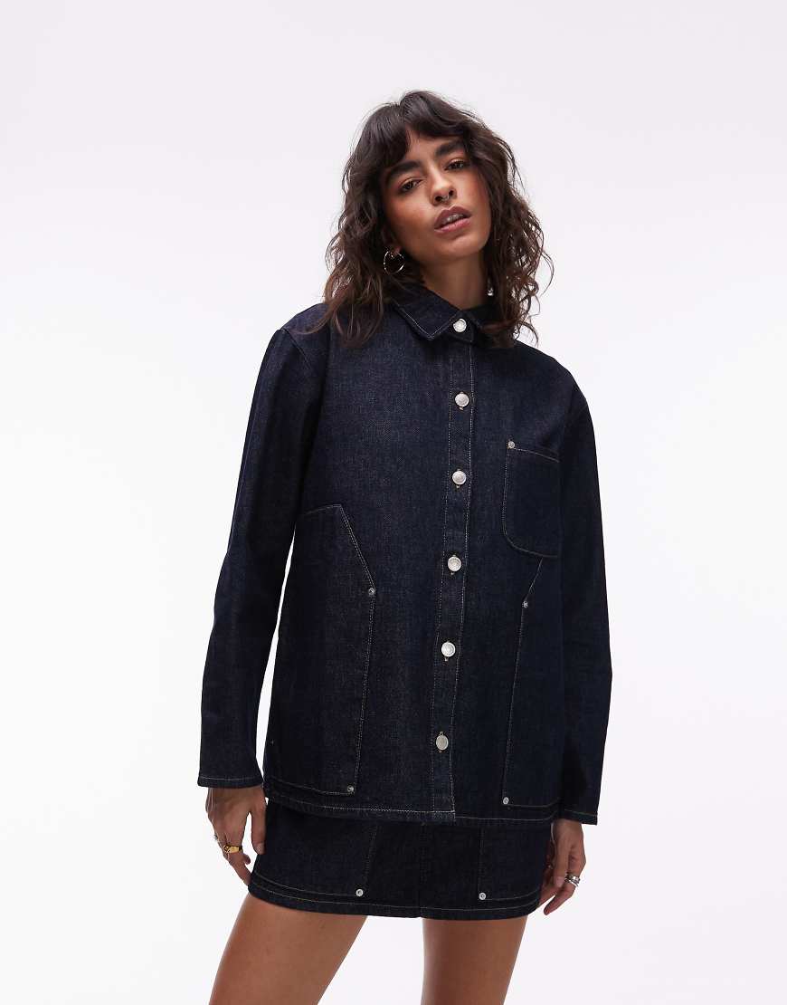 ASOS DESIGN - Carpenter-Jeansjacke in Rinse-Waschung-Blau von ASOS DESIGN
