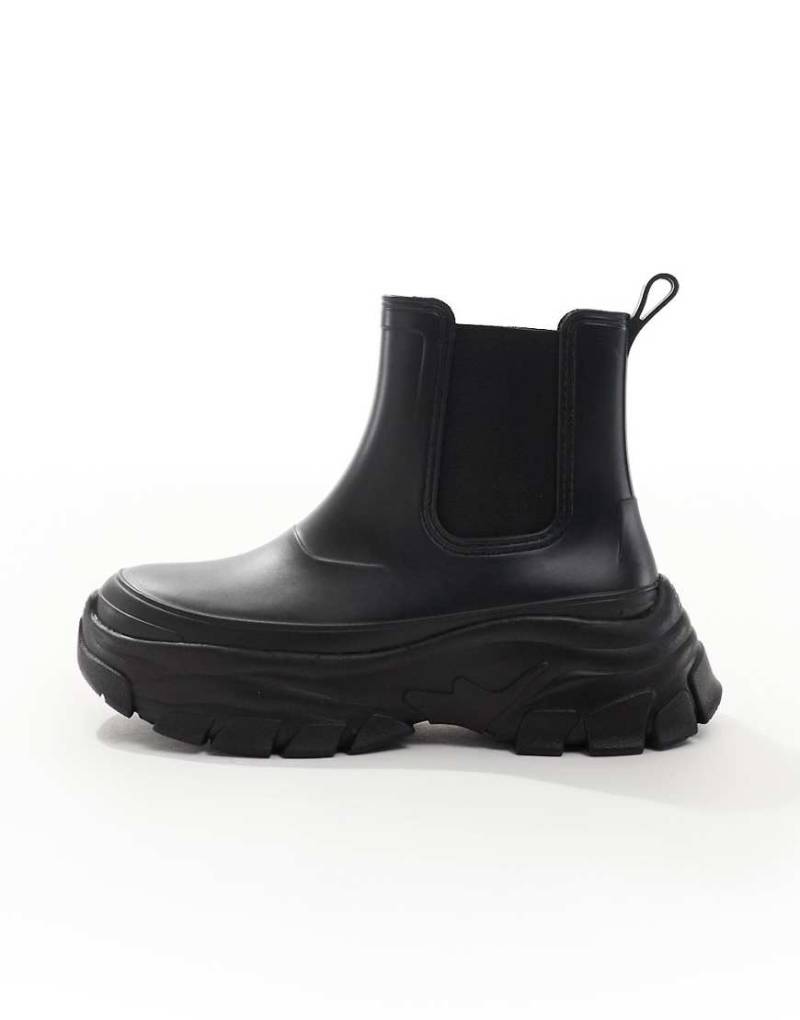 ASOS DESIGN - Chelsea-Gummistiefel in Schwarz mit dicker Sohle von ASOS DESIGN