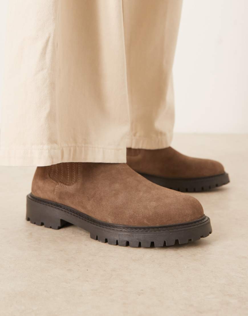 ASOS DESIGN - Chelsea-Stiefel aus Wildleder in Hellbraun mit verdecktem Einsatz-Neutral von ASOS DESIGN