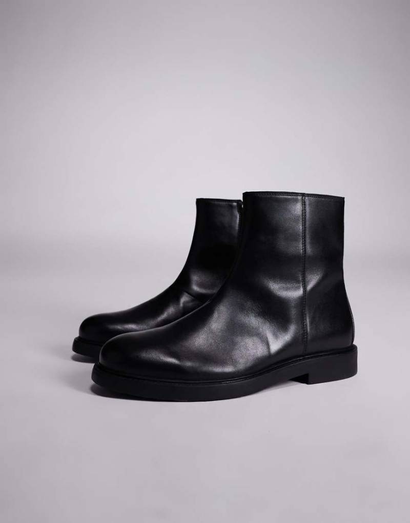 ASOS DESIGN - Chelsea-Stiefel aus schwarzem Leder von ASOS DESIGN
