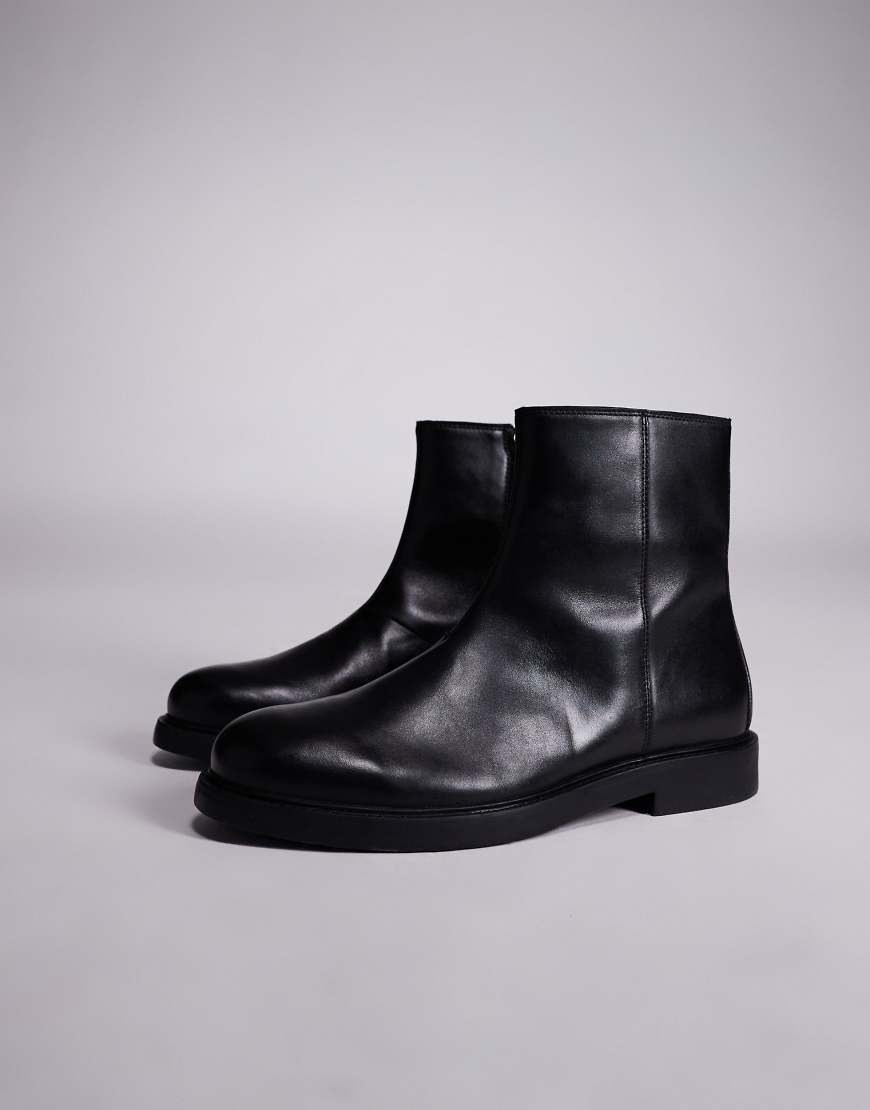 ASOS DESIGN - Chelsea-Stiefel aus schwarzem Leder von ASOS DESIGN