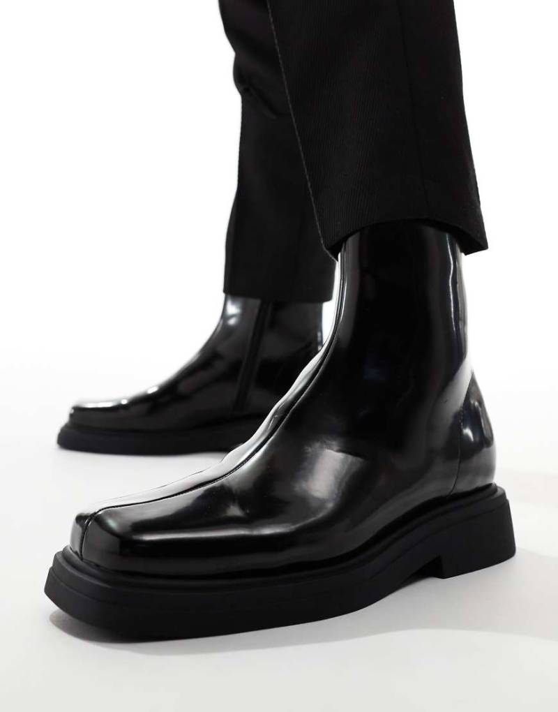 ASOS DESIGN - Chelsea-Stiefel in Schwarz mit eckiger Zehenpartie von ASOS DESIGN