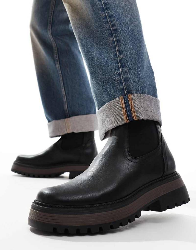 ASOS DESIGN - Chelsea-Stiefel in Schwarz mit robuster Sohle von ASOS DESIGN