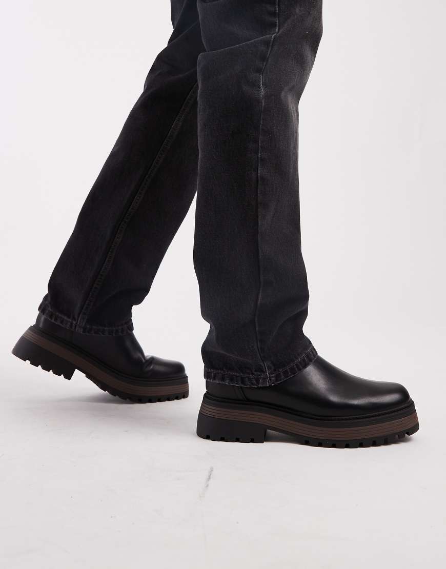 ASOS DESIGN - Chelsea-Stiefel in Schwarz mit robuster Sohle von ASOS DESIGN