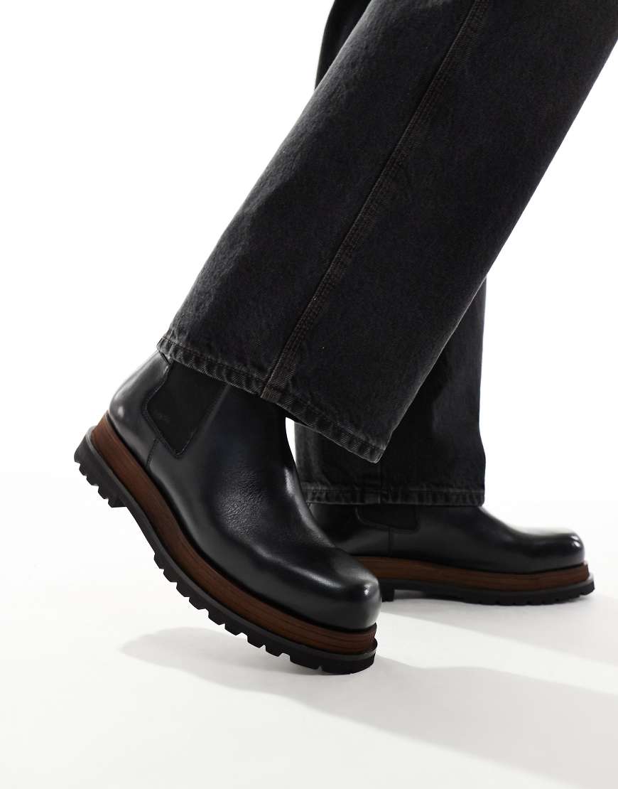ASOS DESIGN - Chelsea-Stiefel in Schwarz mit zweischichtiger Sohle ASOS DESIGN - Chelsea-Stiefel in Schwarz mit zweischichtiger Sohle von ASOS DESIGN