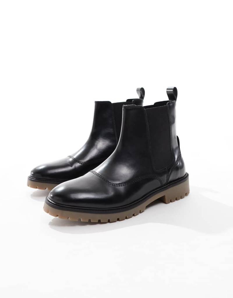 ASOS DESIGN - Chelsea-Stiefel in polierter Optik mit Gummisohle-Schwarz von ASOS DESIGN