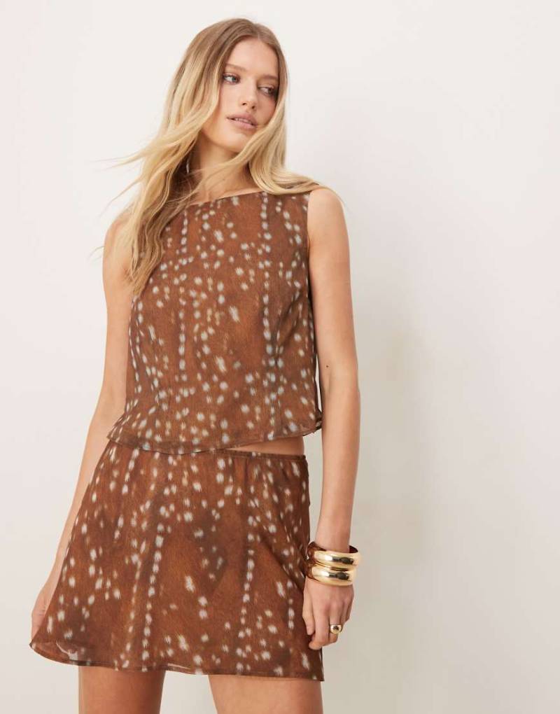 ASOS DESIGN - Chiffon-Minirock mit Rehfell-Muster und Knitterstruktur, Kombiteil-Bunt von ASOS DESIGN