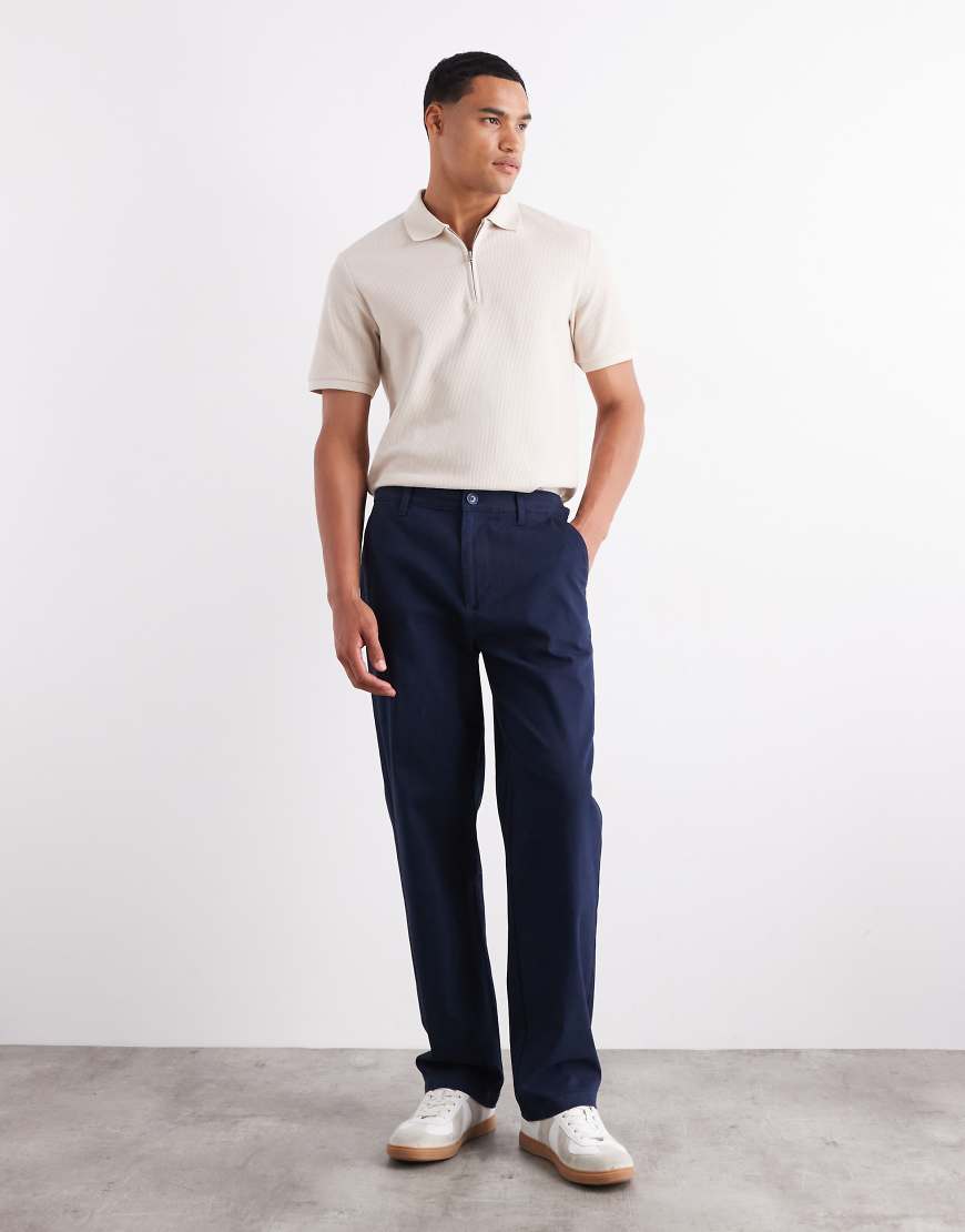 ASOS DESIGN - Chinohose mit geradem Schnitt in Marineblau von ASOS DESIGN