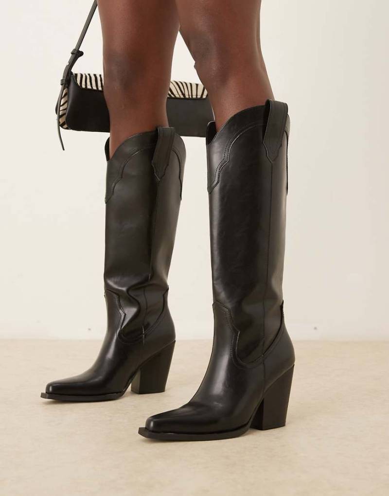 ASOS DESIGN - Claudette - Kniehohe Cowboystiefel in Schwarz von ASOS DESIGN