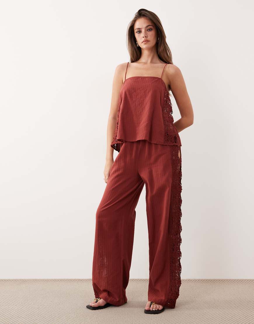 ASOS DESIGN - Cleo - Strandhose in Rostrot-Orange von ASOS DESIGN
