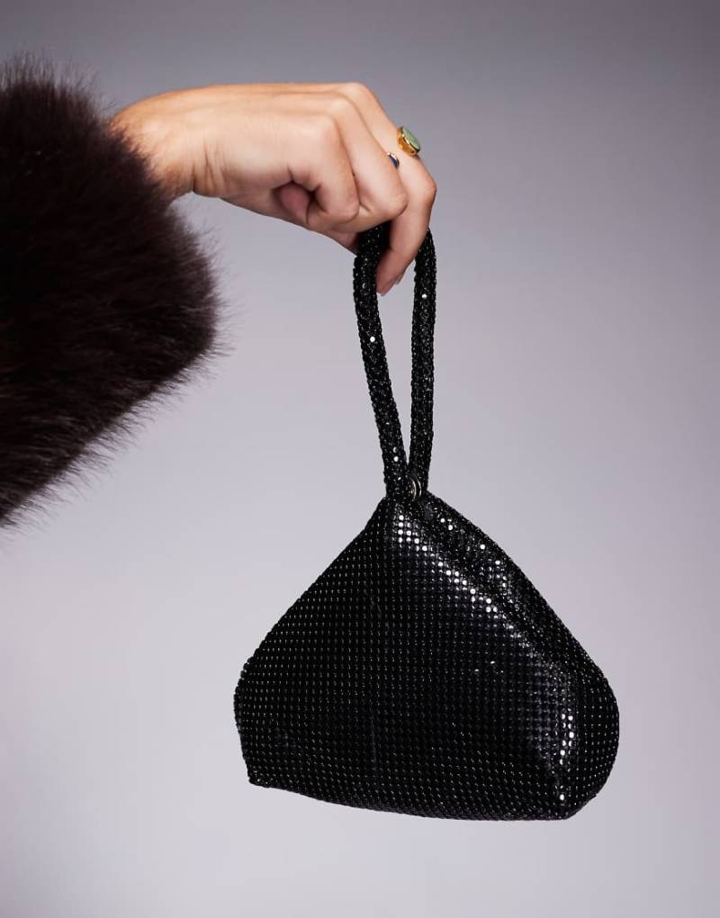 ASOS DESIGN - Cookie-Clutch-Handtasche mit Ketten-Design in Schwarz von ASOS DESIGN
