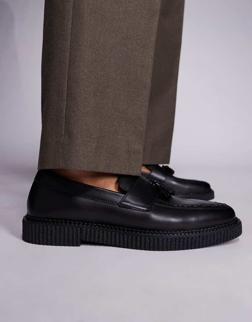 ASOS DESIGN - Creepers-Loafer aus schwarzem Leder von ASOS DESIGN