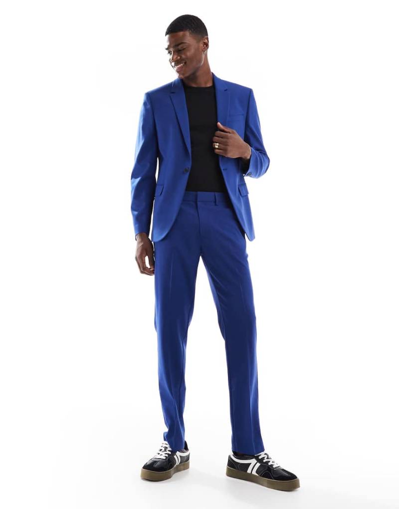 ASOS DESIGN - Cropped Anzughose mit schmalem Schnitt in Königsblau von ASOS DESIGN