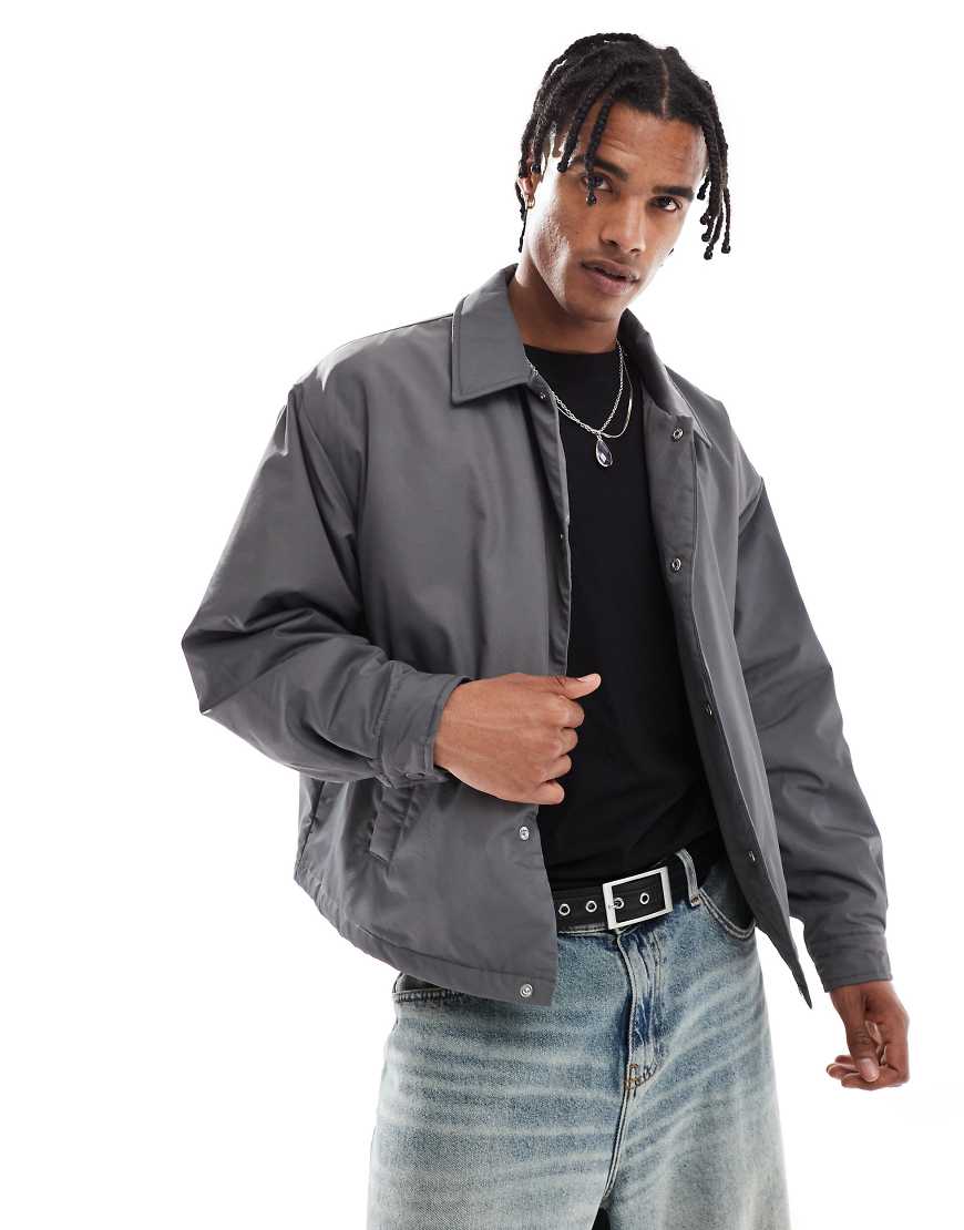 ASOS DESIGN - Cropped Oversize-Trainerjacke in Anthrazit-Grau von ASOS DESIGN