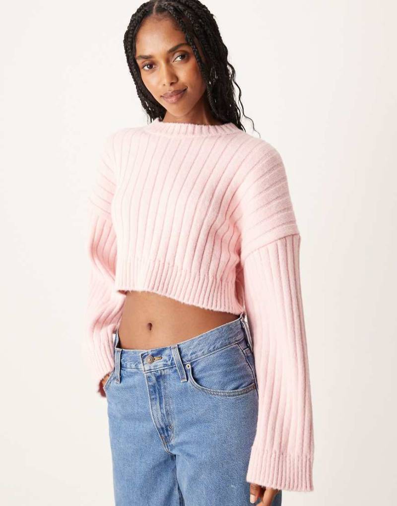 ASOS DESIGN - Cropped-Strickpullover in Rosa von ASOS DESIGN