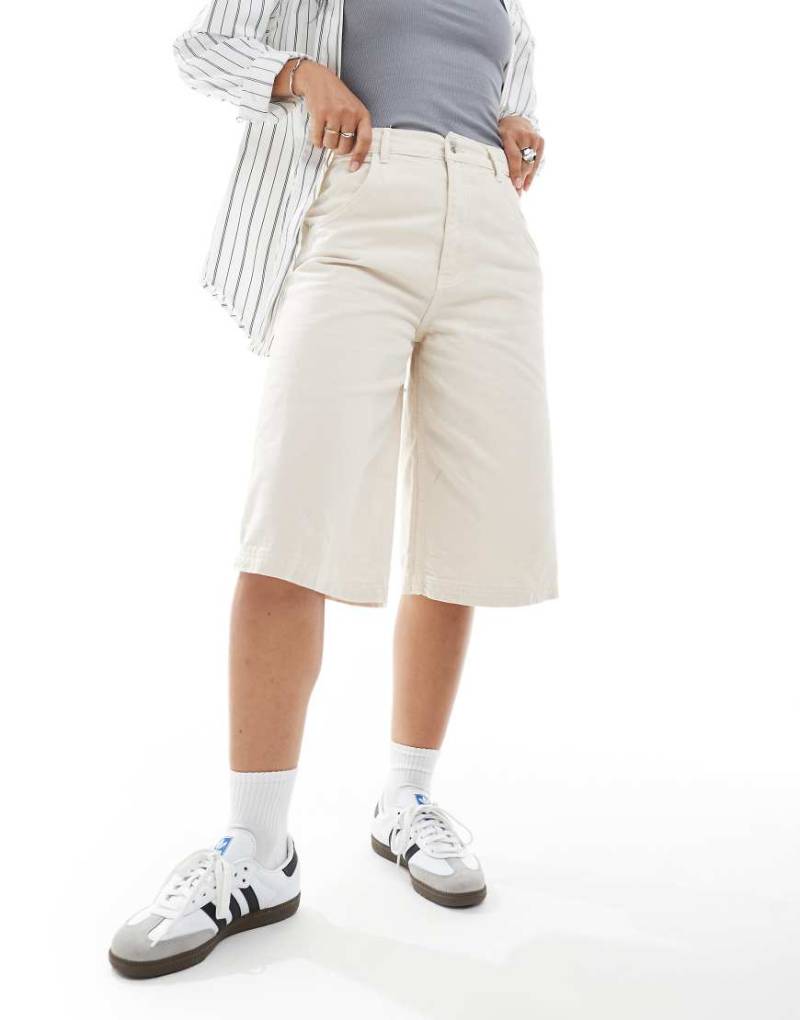ASOS DESIGN - Culotte-Shorts aus Baumwolltwill in Ecru-Weiß von ASOS DESIGN