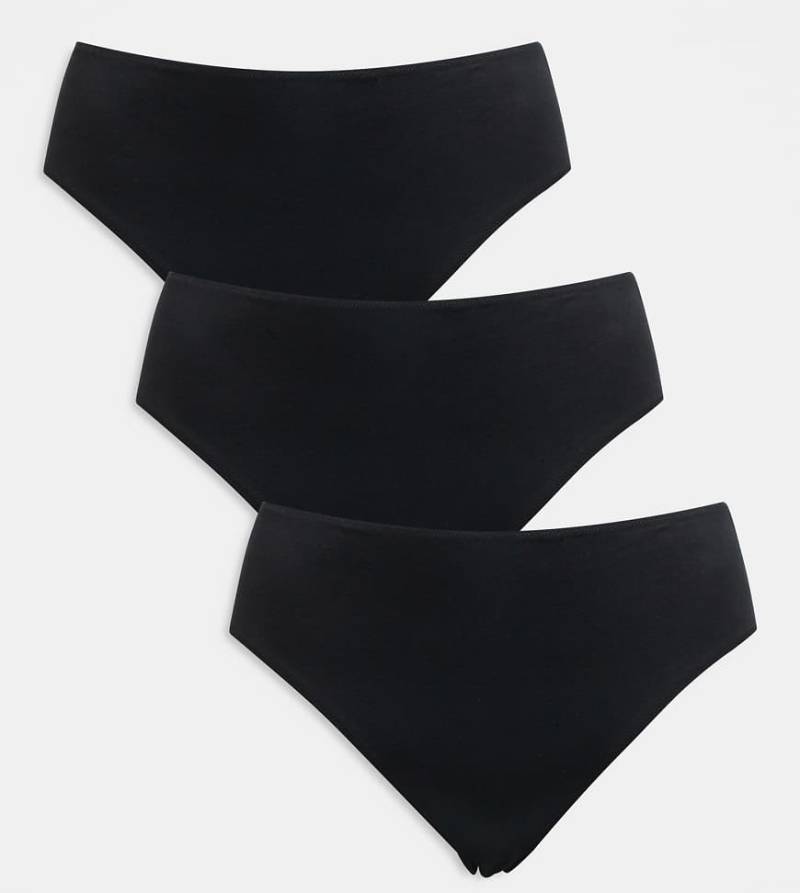 ASOS DESIGN Curve - 3er Pack Slips aus Baumwolle in Schwarz mit hohem Bund von ASOS DESIGN