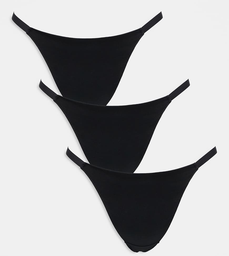 ASOS DESIGN Curve - 3er-Pack String-Tangas in Schwarz ASOS DESIGN Curve - 3er-Pack String-Tangas in Schwarz von ASOS Curve