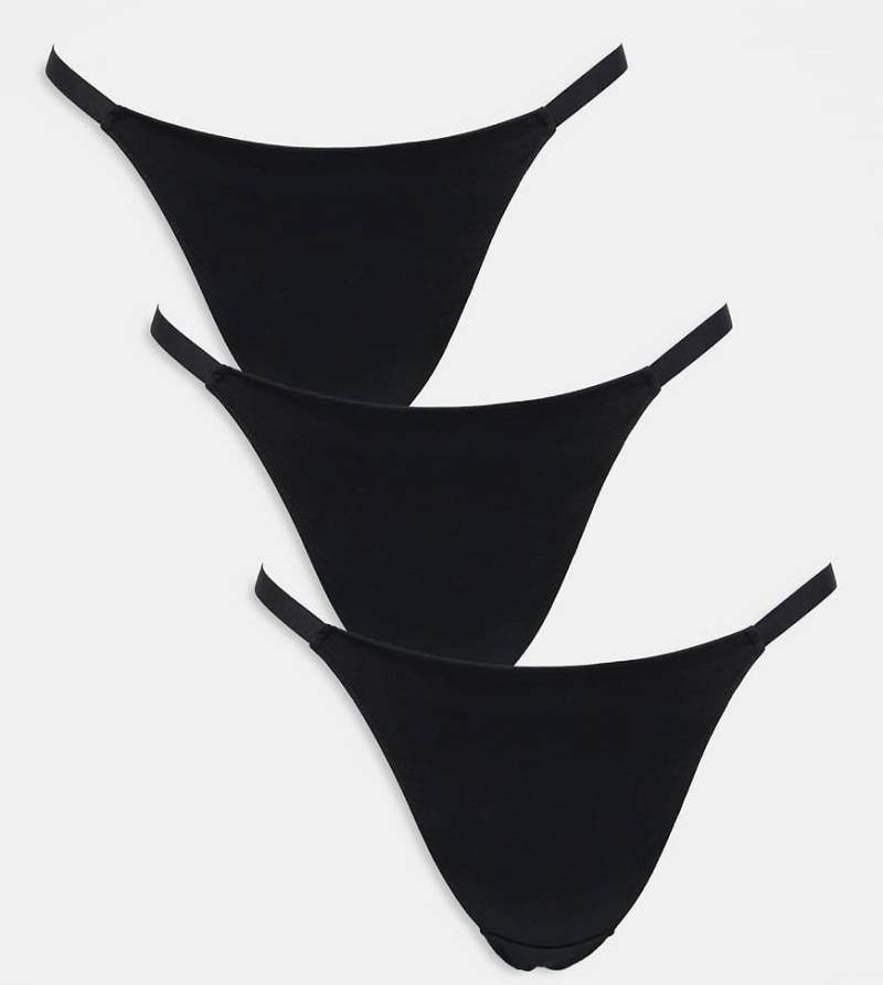 ASOS DESIGN Curve - 3er-Pack String-Tangas in Schwarz von ASOS Curve