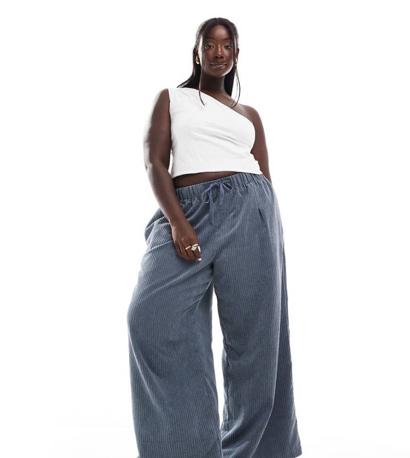 ASOS DESIGN Curve - Cord-Schlupfhose in Blau mit weitem Schnitt von ASOS Curve