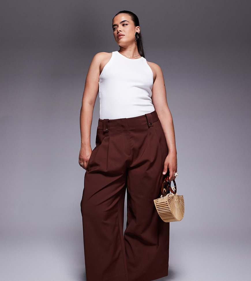 ASOS DESIGN Curve - Elegante Cropped-Hose in Schokobraun mit verstellbarer Bundlasche, Kombiteil ASOS DESIGN Curve - Elegante Cropped-Hose in Schokobraun mit verstellbarer Bundlasche, Kombiteil von ASOS DESIGN