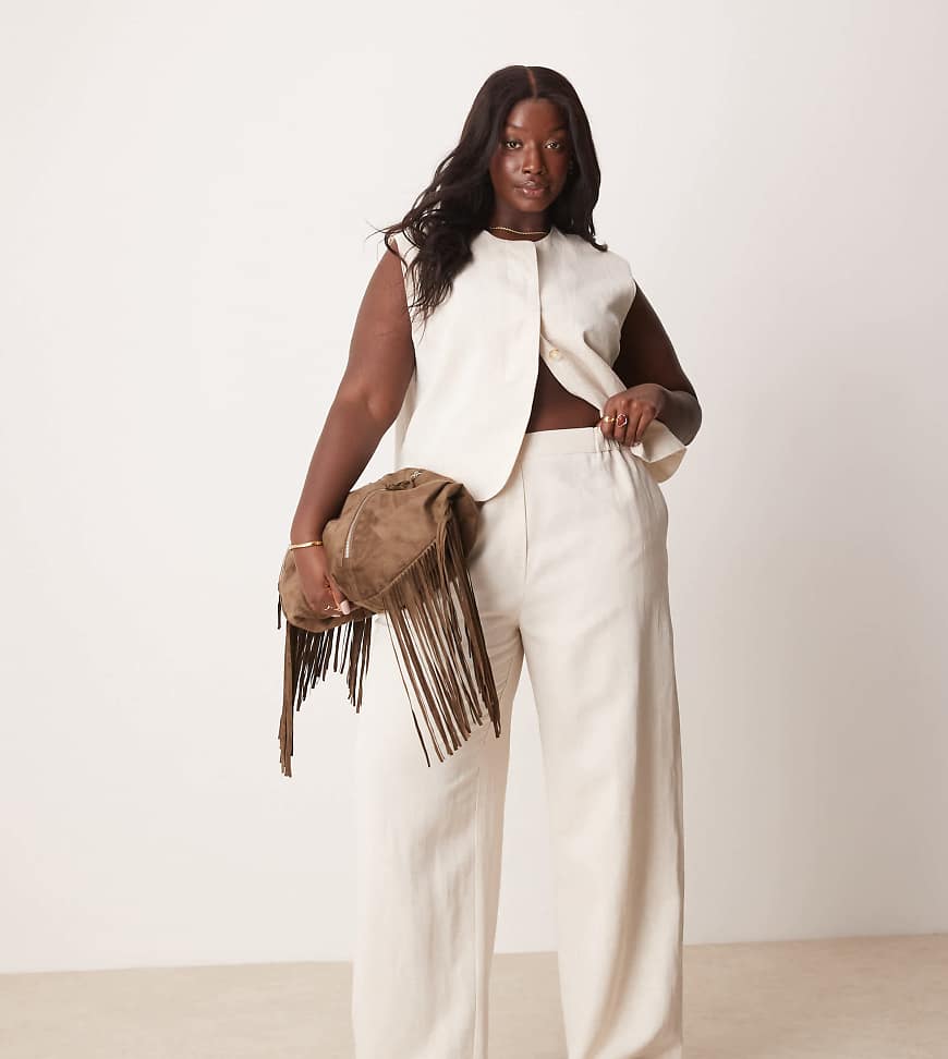 ASOS DESIGN Curve - Elegante Hose in Steinbeige mit geradem Bein-Neutral von ASOS DESIGN