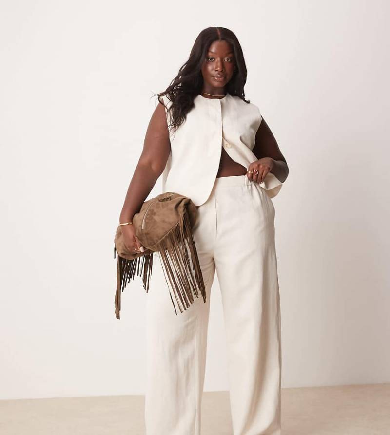 ASOS DESIGN Curve - Elegante Hose in Steinbeige mit geradem Bein-Neutral von ASOS DESIGN