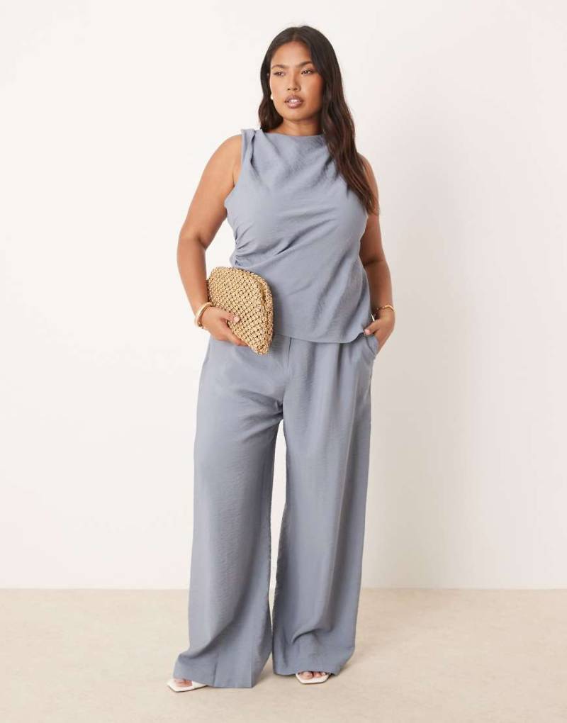 ASOS DESIGN Curve - Elegante Relaxed-Fit -in Blau mit geradem Bein, Kombiteil von ASOS Curve
