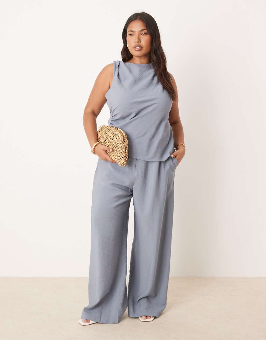 ASOS DESIGN Curve - Elegante Relaxed-Fit -in Blau mit geradem Bein, Kombiteil von ASOS Curve