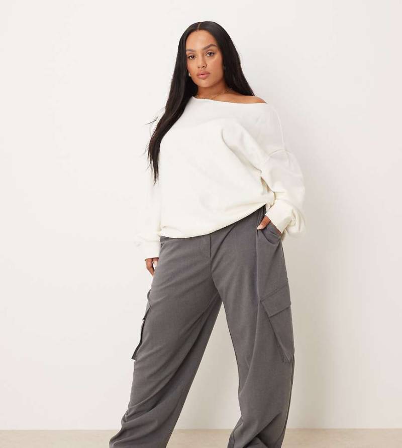 ASOS DESIGN Curve - Elegante Utility-Barrel-Hose in Anthrazit-Grau von ASOS DESIGN
