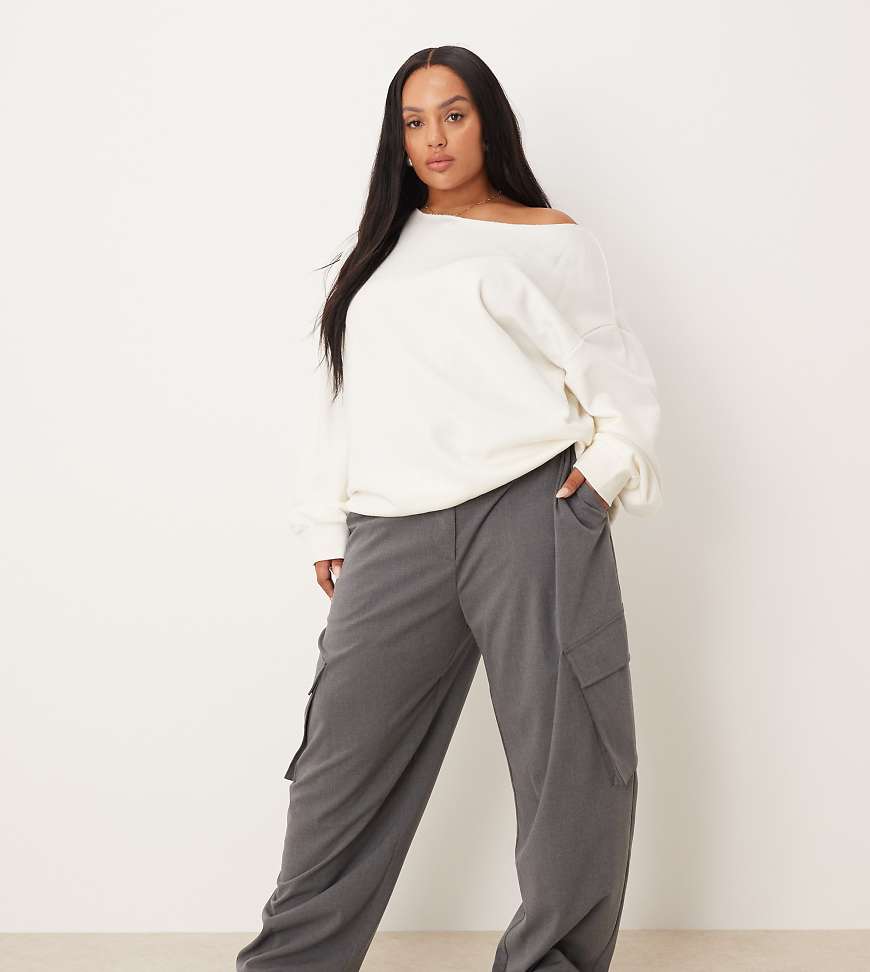 ASOS DESIGN Curve - Elegante Utility-Barrel-Hose in Anthrazit-Grau von ASOS DESIGN
