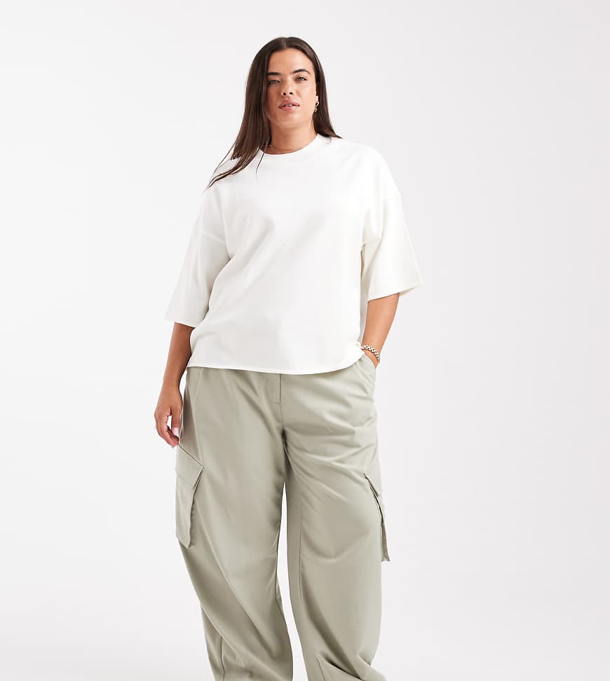 ASOS DESIGN Curve - Elegante Utility-Hose im Barrel-Leg-Stil in Salbeigrün von ASOS DESIGN