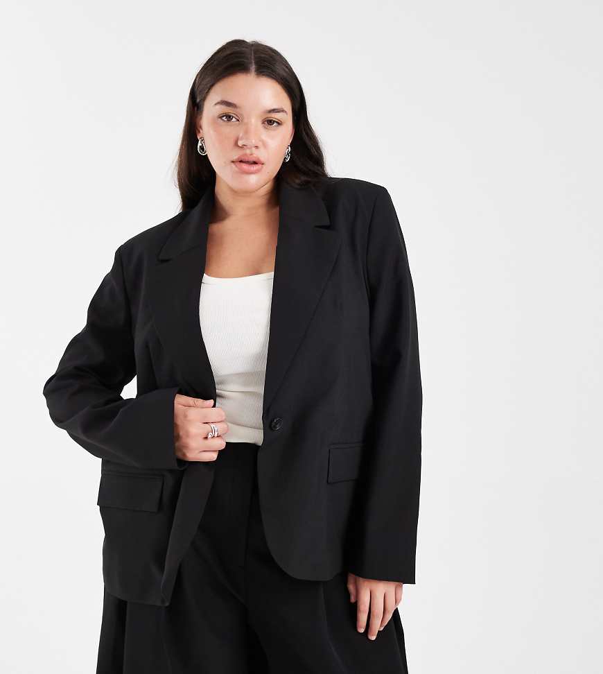 ASOS DESIGN Curve - Eleganter Blazer in Schwarz, Kombiteil von ASOS DESIGN