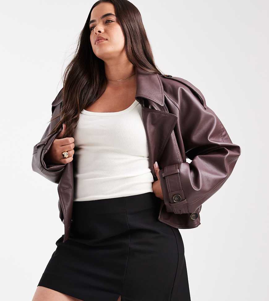 ASOS DESIGN Curve - Eleganter Minirock in Schwarz mit Schlitz vorne von ASOS DESIGN