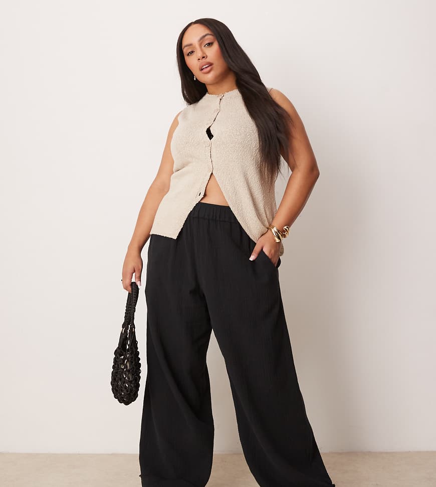 ASOS DESIGN Curve - Hose mit Gummiband aus robuster Baumwolle in Schwarz ASOS DESIGN Curve - Hose mit Gummiband aus robuster Baumwolle in Schwarz von ASOS DESIGN