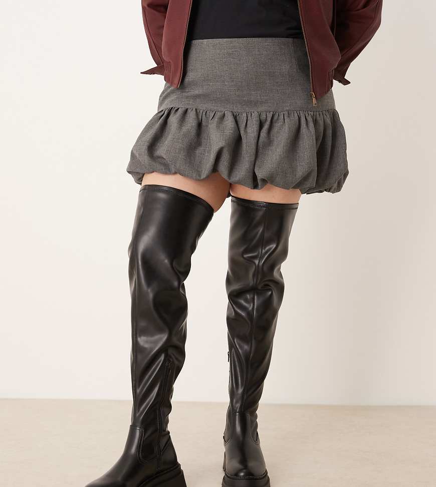 ASOS DESIGN Curve - Kendra - Overknee-Stiefel in Schwarz mit dicker Sohle von ASOS DESIGN