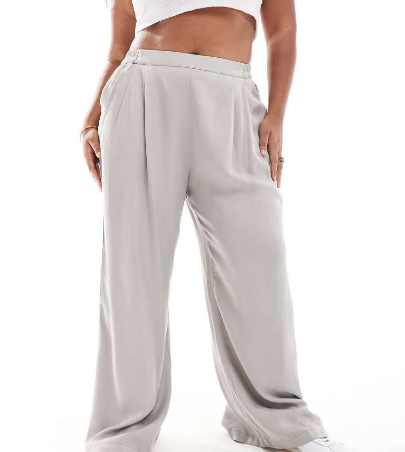 ASOS DESIGN Curve - Lässige Schlupfhose in Grau mit weitem Schnitt von ASOS DESIGN